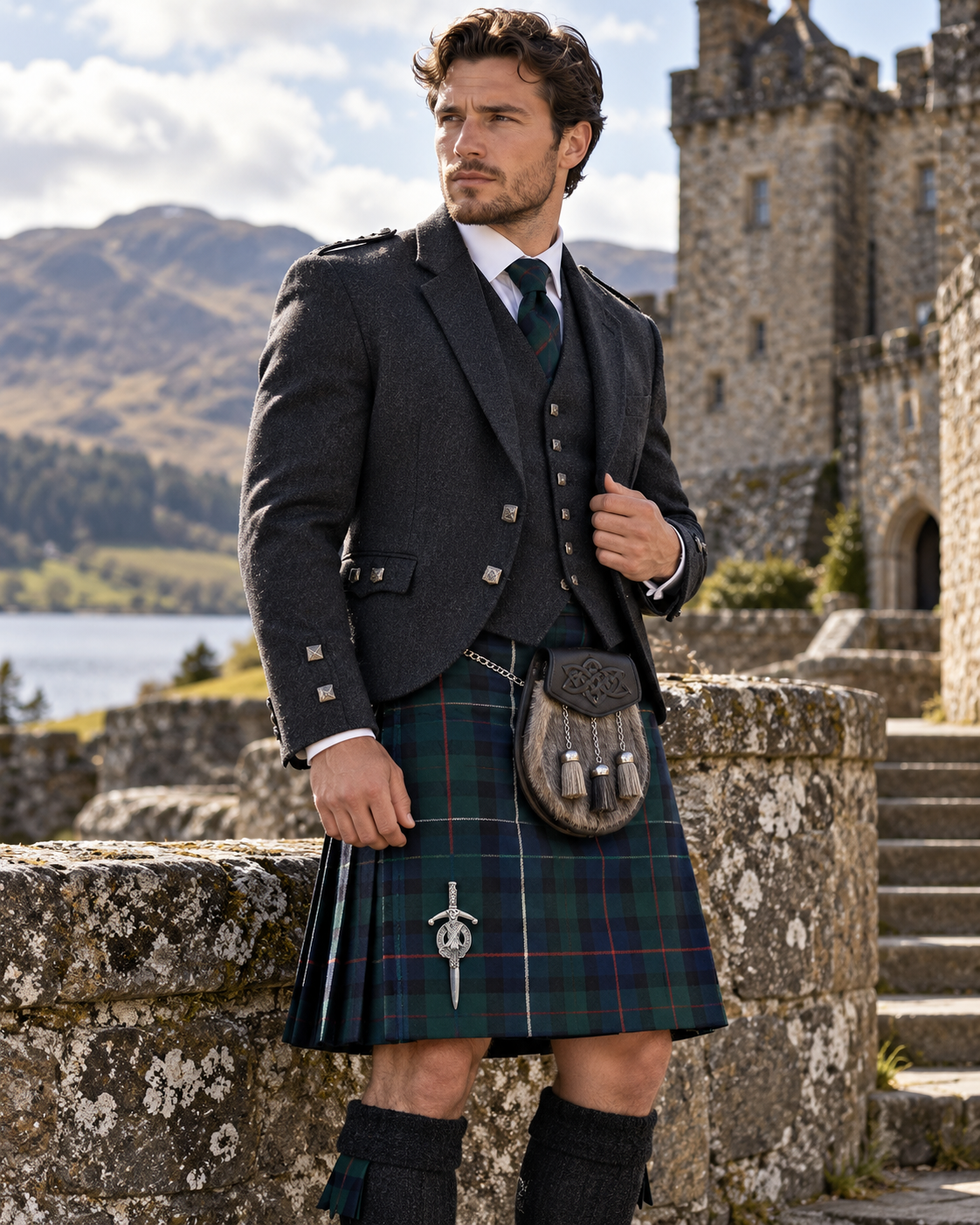 Scottish Highlander at the Castle